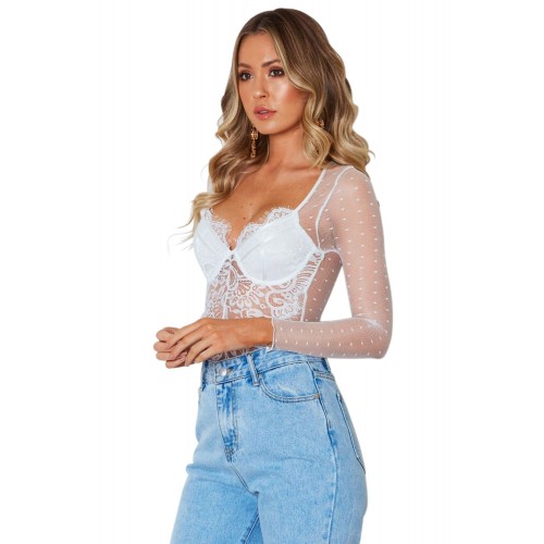 White Decadent Lace Bodysuit White Decadent Lace Bodysuit