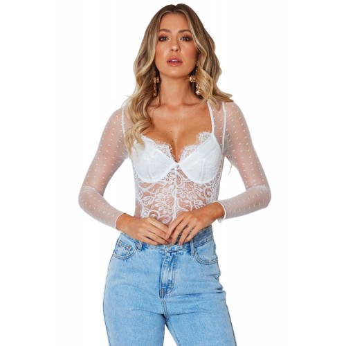 White Decadent Lace Bodysuit White Decadent Lace Bodysuit