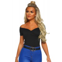 Black Wild Love Bardot Bodysuit