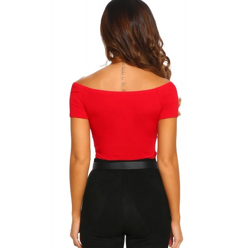 Red Wild Love Bardot Bodysuit Red Wild Love Bardot Bodysuit