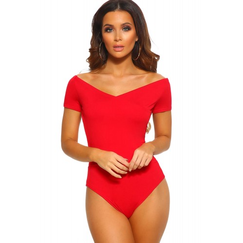 Red Wild Love Bardot Bodysuit Red Wild Love Bardot Bodysuit