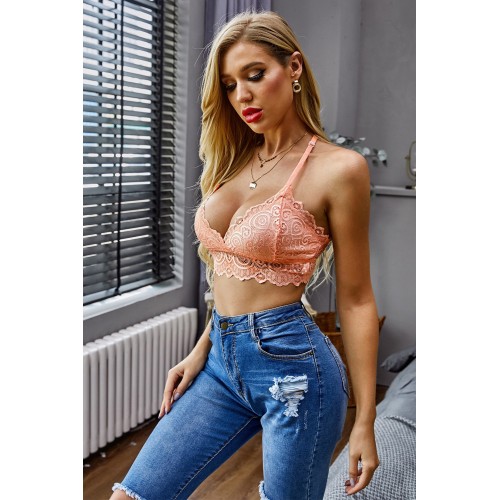 Pink Long Line Lace Bralette Pink Long Line Lace Bralette