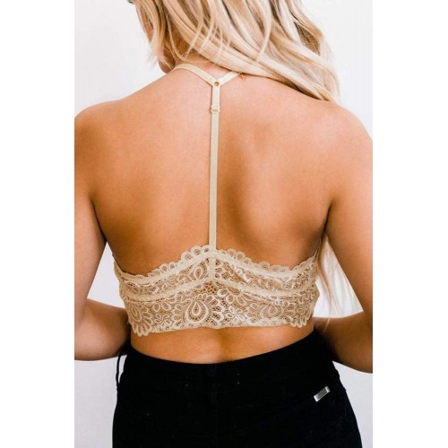 Beige Long Line Lace Bralette Beige Long Line Lace Bralette
