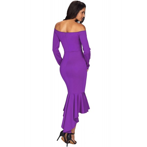 Ultra Violet Off Shoulder Long Sleeve Mermaid Dress Ultra Violet Off Shoulder Long Sleeve Mermaid Dress
