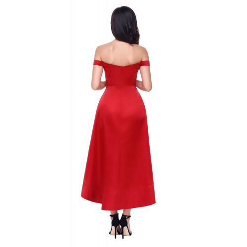 Red High-shine High-low Party Evening Dress Red High-shine High-low Party Evening Dress