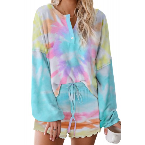 Turquoise Tie Dye Knit Pajamas Set Turquoise Tie Dye Knit Pajamas Set
