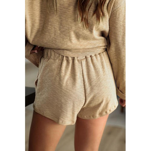 Khaki Pocketed Knit Loungewear Set