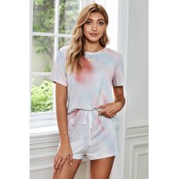 Tie Dye Print Pajama Short Set