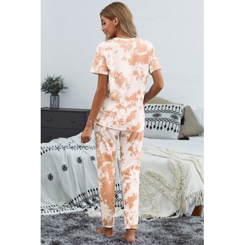 Orange Tie-dye T-shirt Pants PJ Set Orange Tie-dye T-shirt Pants PJ Set