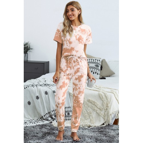 Orange Tie-dye T-shirt Pants PJ Set Orange Tie-dye T-shirt Pants PJ Set