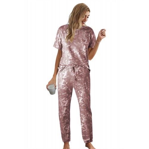 Red Tie-dye T-shirt Pants PJ Set Red Tie-dye T-shirt Pants PJ Set