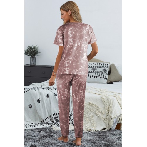 Red Tie-dye T-shirt Pants PJ Set Red Tie-dye T-shirt Pants PJ Set
