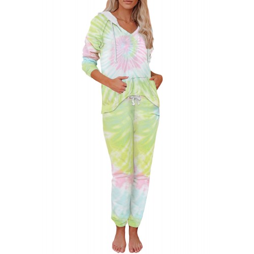 Yellow Utopia Cotton Blend Tie Dye Hoodie Joggers Loungewear Yellow Utopia Cotton Blend Tie Dye Hoodie Joggers Loungewear