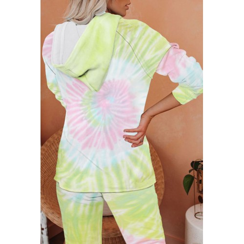 Yellow Utopia Cotton Blend Tie Dye Hoodie Joggers Loungewear Yellow Utopia Cotton Blend Tie Dye Hoodie Joggers Loungewear