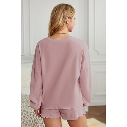 Pink Cotton Blend Slouchy Set
